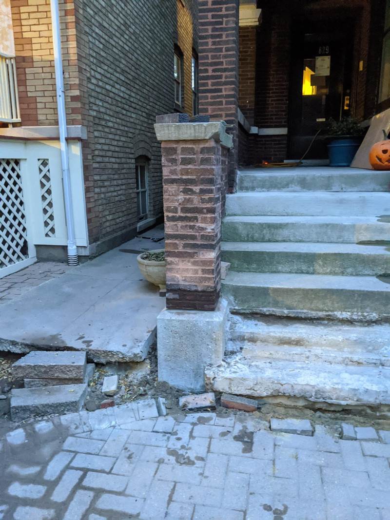 professional brick wall repair Chicago project